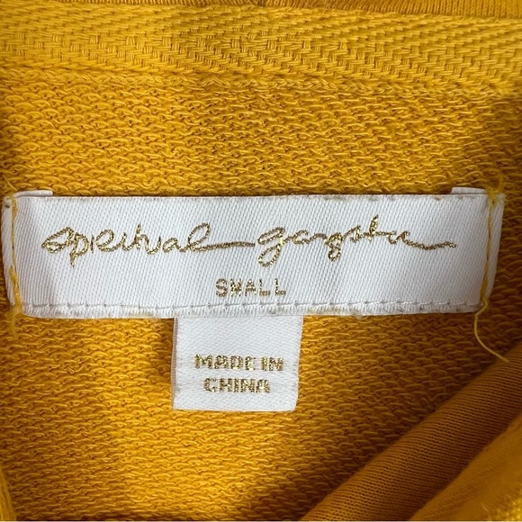 SPIRITIAL GANGSTER Yellow Hooded Cropped Lightweight Hoodie "ALOHA" Size Small - Picture 7 of 9